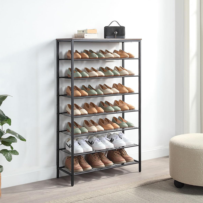 8-Tier Metal Mesh Shoe Rack Organizer With Adjustable Shelves, Sturdy Industrial Design For Entryway, Closet, And Dorm Room Storage