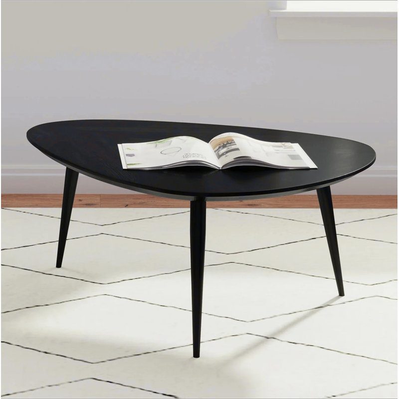 Triangular Solid Wood Coffee Table, Black