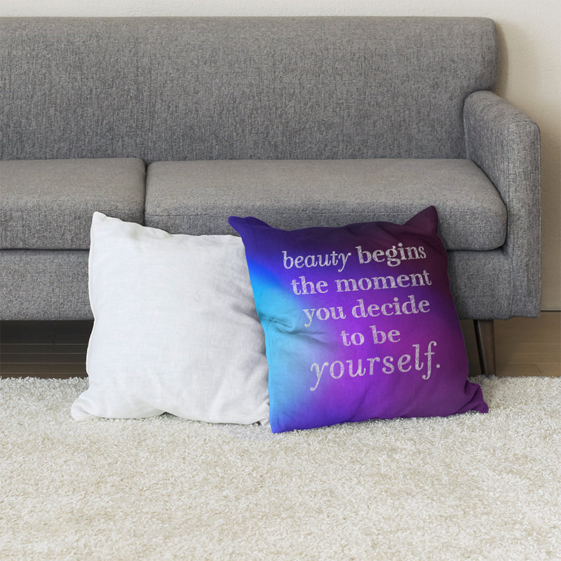 Coussin de sol True Beauty, H 28 po x l 28 po, Bleu/mauve