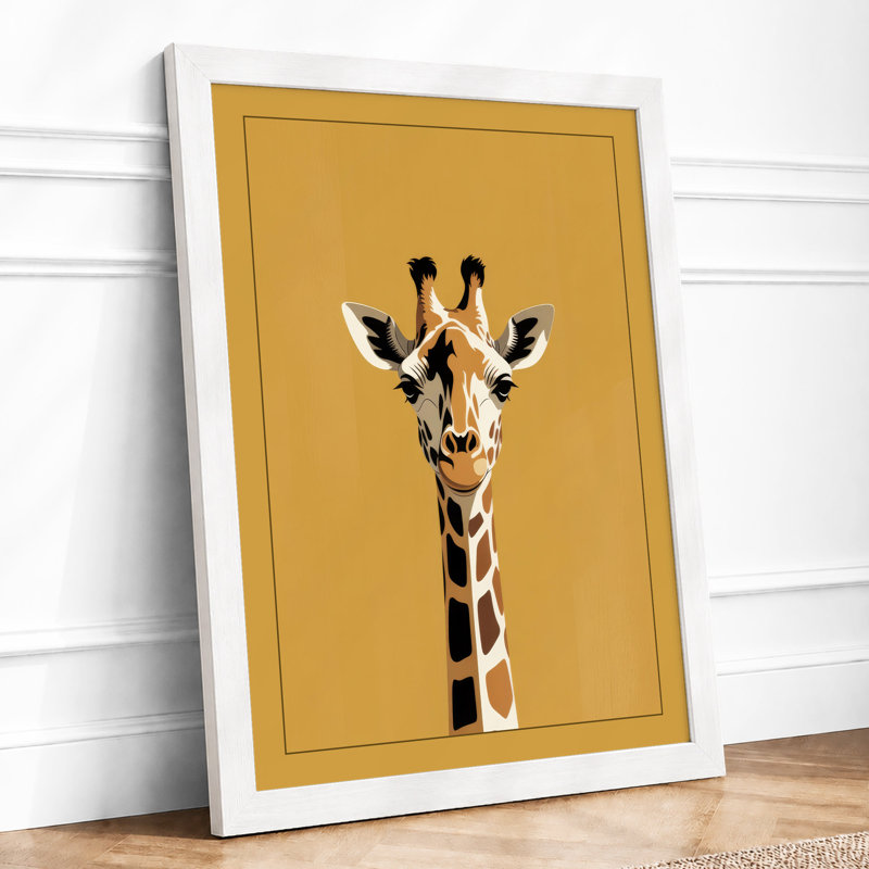 Giraffe Portrait Modern - Framed Print, A4 - 29.7 x 21.0 cm, White