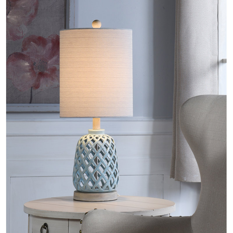 Minor 23.25" H Ceramic Table Lamp - Blue Finish, Blue