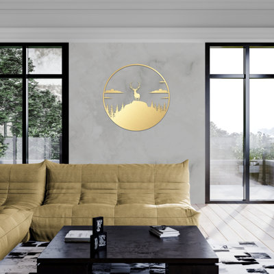 Décoration murale cerf et forêt en métal pour la maison, bureau et pendaison de crémaillère