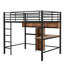 Lit mezzanine en métal et bois avec bureau en L et tablettes