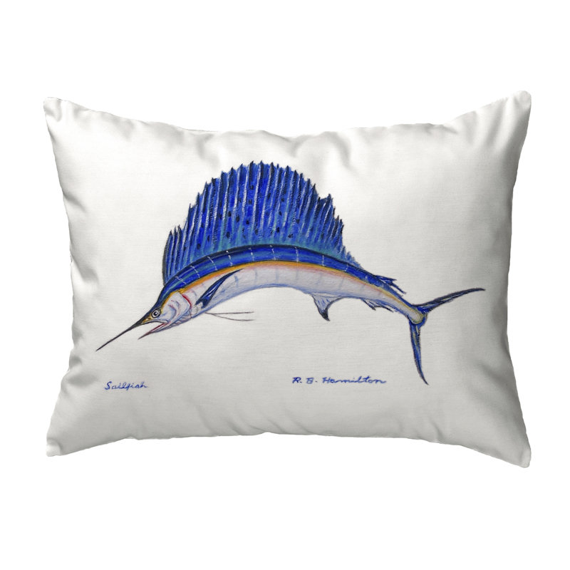 Sailfish Outdoor Reversible Throw Pillow, White