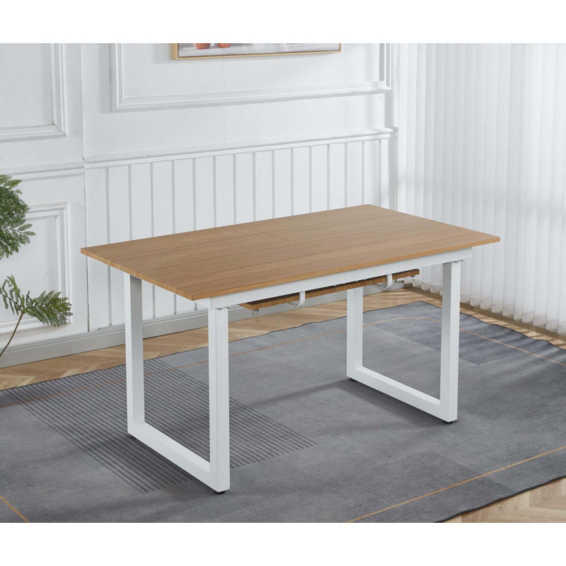 Table de salle à manger extensible, Blanc, Chêne clair, H 29,13 po x l 70,86 po x P 31,49 po