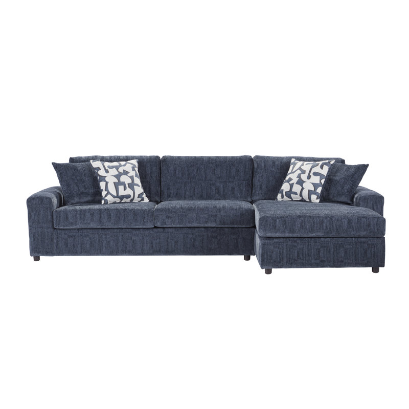 Canapé modulaire 2 pièces avec méridienne - Jackson Indigo, Polyester indigo Jackson