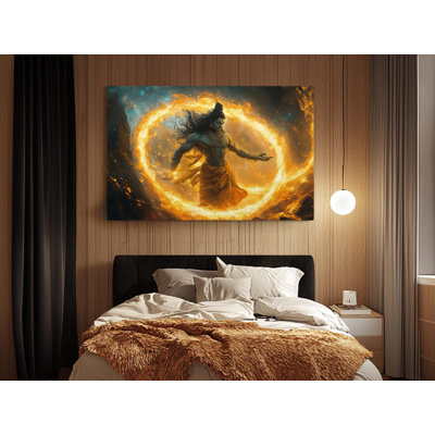 «Lord Shiva Perfoming a Cosmic Dance in Ring of Fire», reproduction sur toile de haute qualité - décoration murale fabriquée à la main - art élégant - cadeau - décoration murale, reproduction de peinture
