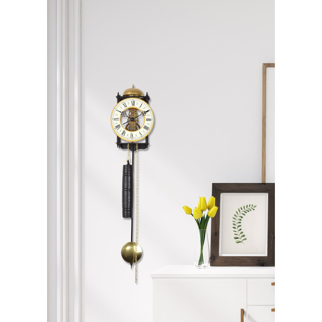 Acctim Alcester Regulator Wall Clock Steampunk Hourly Bell Strikes Chain Driven Movement Black