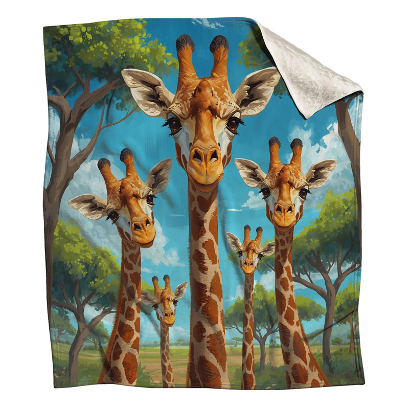 Groupe de couvertures girafes, L 60 po x H 80 po
