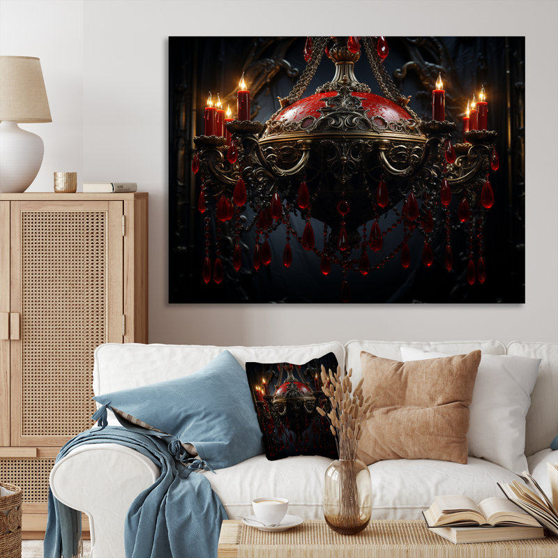 «Red Gothic Luminary Grace» - lustre, art mural, Toile tendue, H 12 po x l 20 po x P 1 po