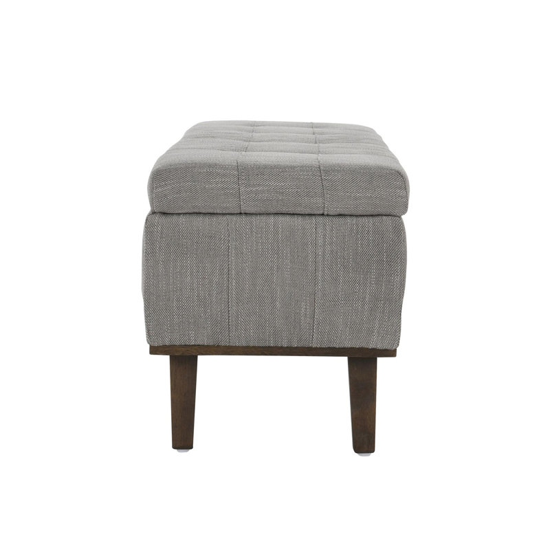 Louise Upholstered Storage Bench, Gray Basketweave
