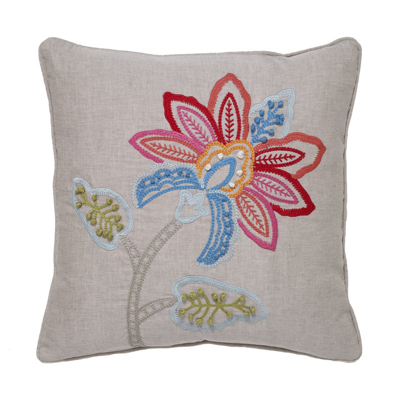Ensemble de 2 housses de coussin en coton brodé Jacobean