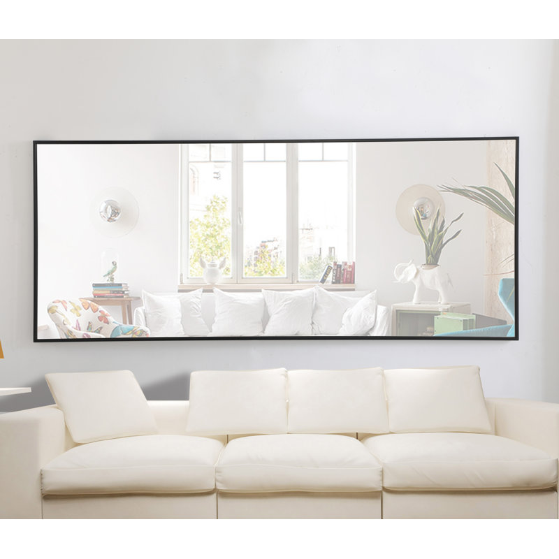 Sabine Metal Rectangle Wall Mirror, 60" x 14", Black