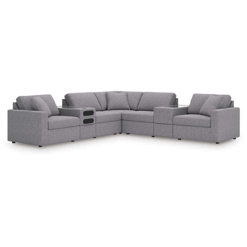 Canapé modulaire équilibré 7 pièces avec audio et consoles de rangement Modmax
