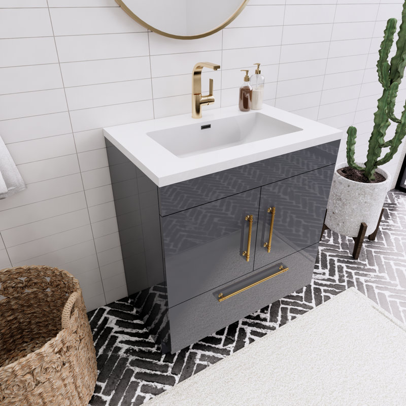 Spring 30" Single Bathroom Vanity, Gloss Gray