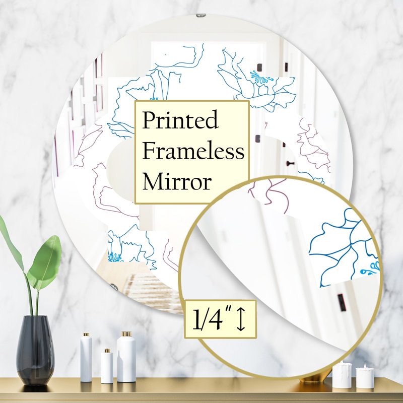 Miroir mural quatre coquelicots, H 31,5 po x l po