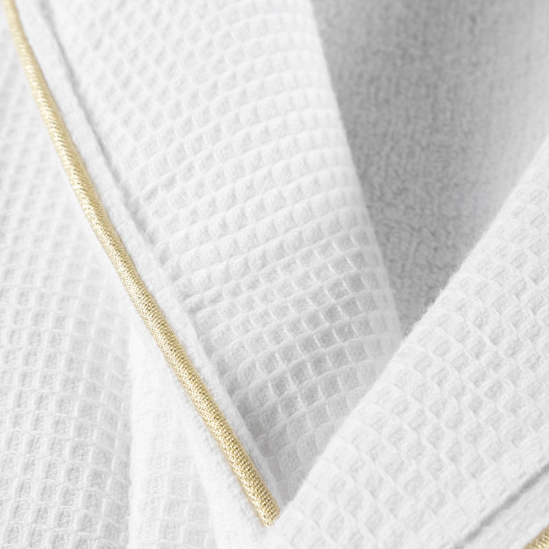 Peignoir 100% coton éponge, Grand, Blanc / doré