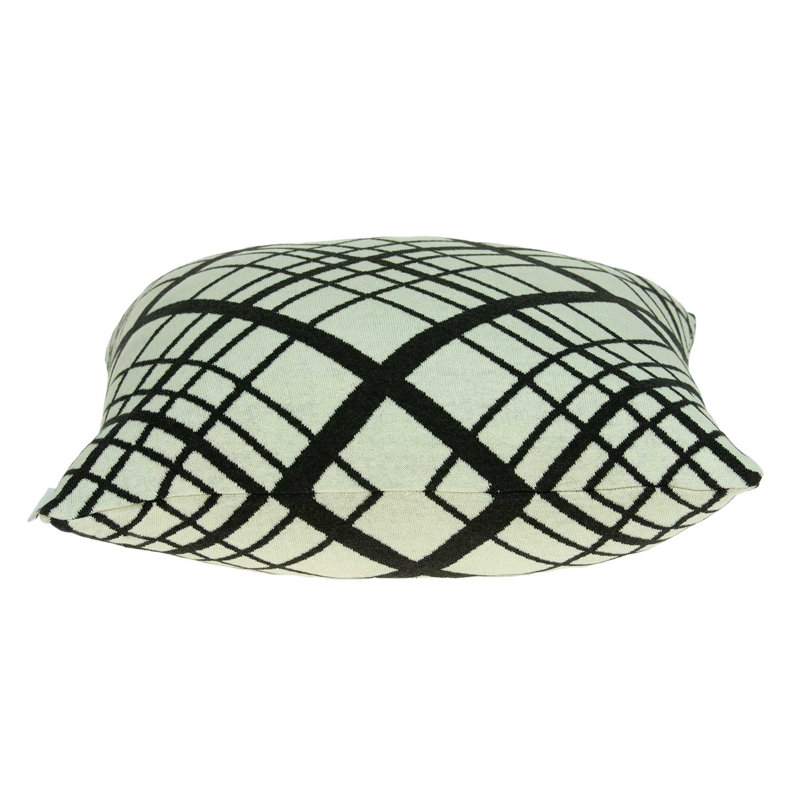 Housse de coussin carrée blanche et noire, Polyester/ Bourre en polyester