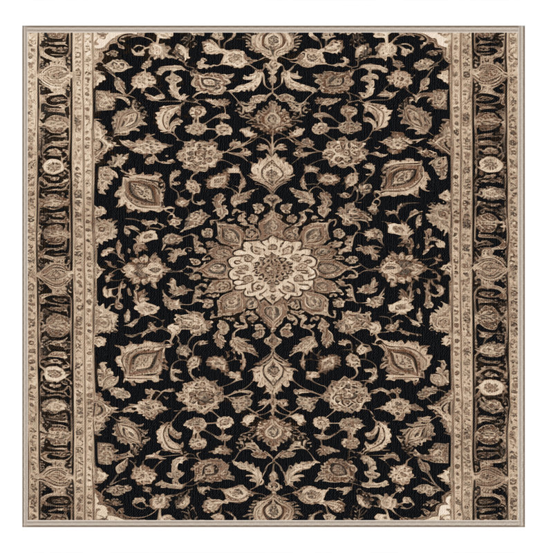 Machine Washable Persian Brown Area Rug, Square 3'
