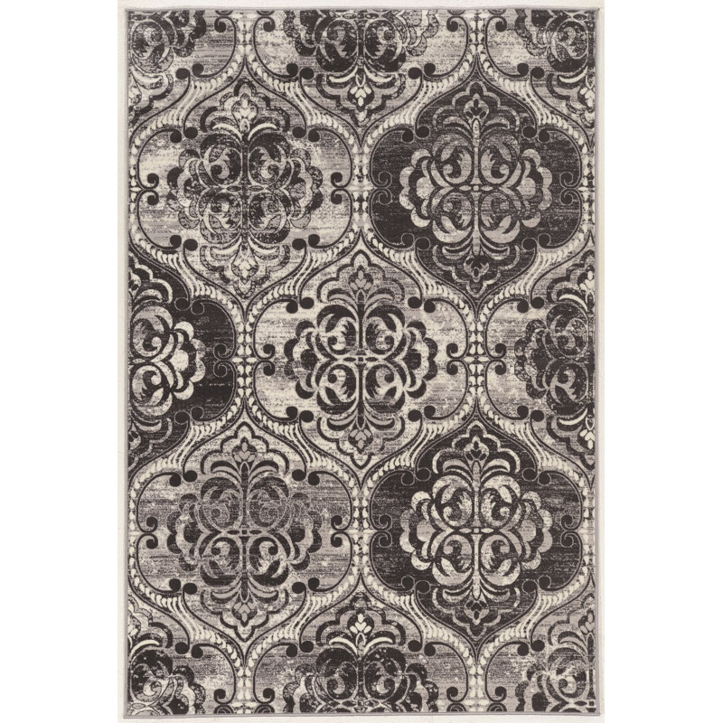 Claflin Oriental Ivory/Gray Area Rug, Rectangle 2' x 3'