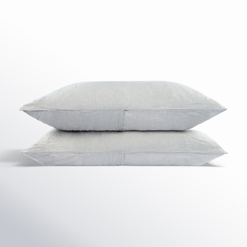 100% French Linen Pillowcase Set, Pebble Heather, King Pillowcase