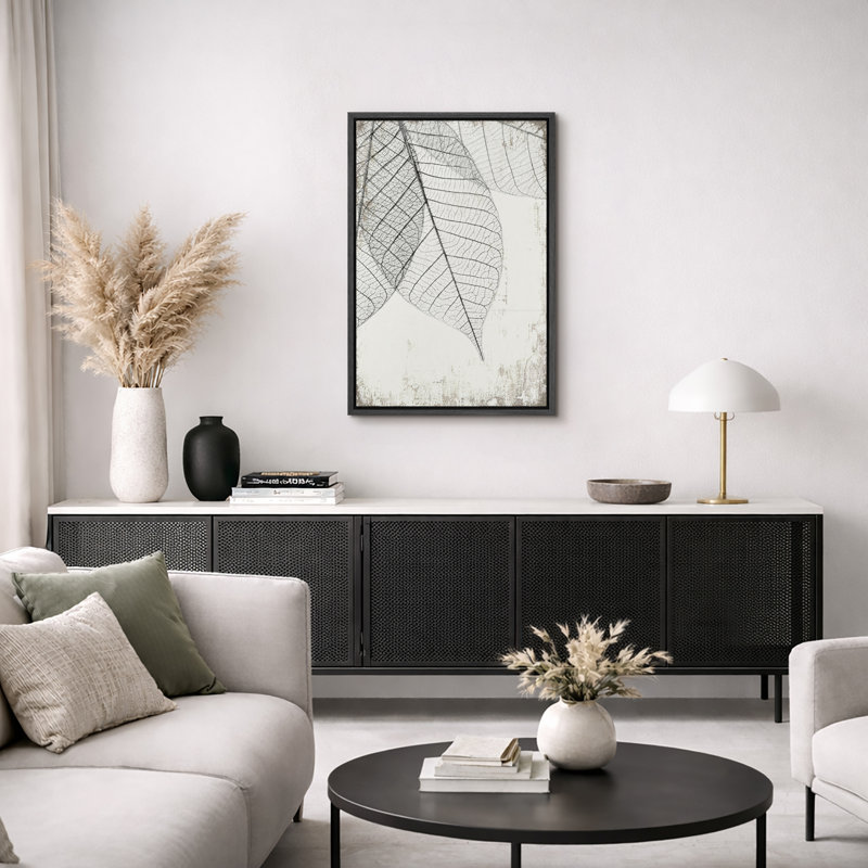 Impression sur toile encadrée Minimal Botanical, Toile avec cadre photo, H 24 po x l 16 po, Noir