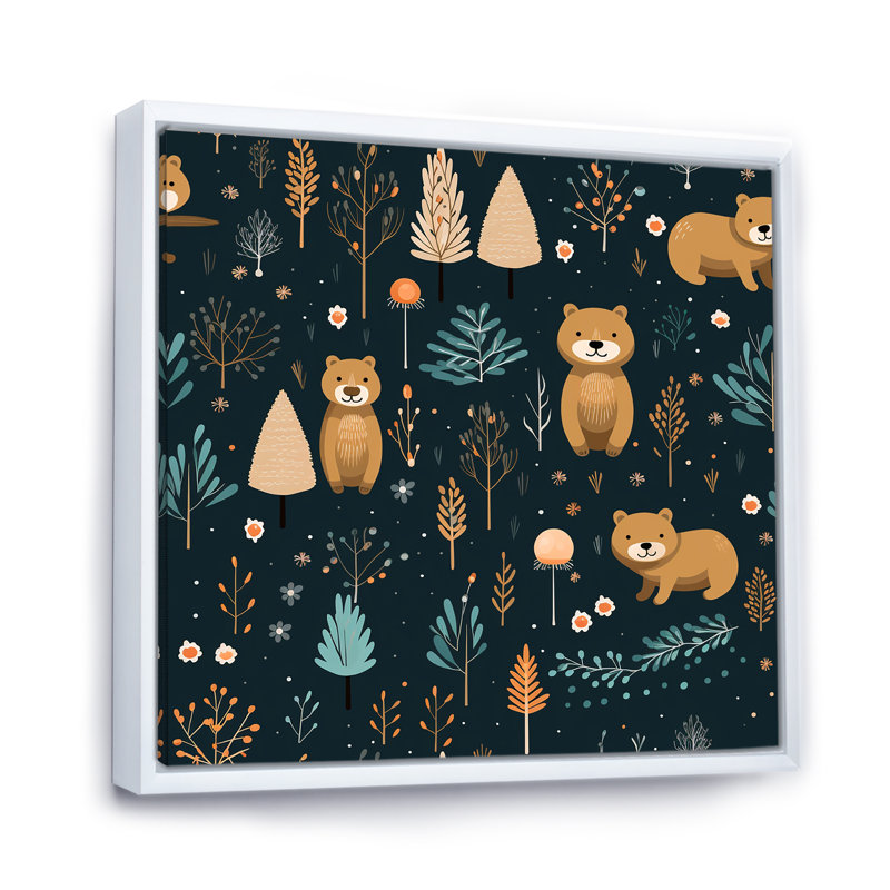 Art mural «Teady Bear Nursery - Bear 2», H 30 po x l 30 po x P 1,5 po, Cadre flottant blanc