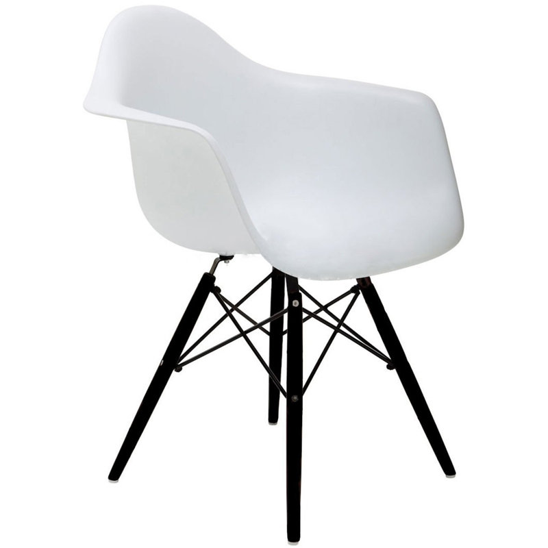 Hiebert Dining Chairs Set of 2 - Black Wood Eiffel Leg Armchairs with Plastic Seats for Kitchen, Dining Room or Cafe (Modern Farmhouse Style)
