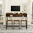59 Inch Bar Table, Dining Table, Sofa Table With Power Socket And LED Light, 3 Saddle Stools, 4-Piece Bar Table And Chairs Set For Living Room, Dining Room And Kitchen-1187068432-1187068438