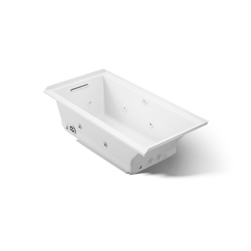 Underscore Rectangle 60-In X 30-In Heated Bubblemassage Air Bath With Whirlpool, Alcove, Right Drain, Left, White