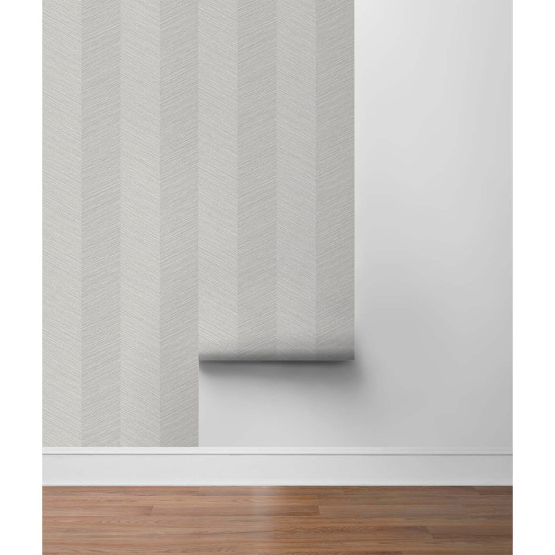 Chevron Vinyl Peel & Stick Wallpaper Roll, Lunar Gray