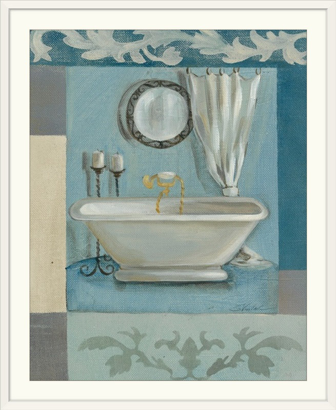 "Antique Bath II" par Silvia Vassileva, reproduction d’art, H 28 po x l 24 po x P 1 po, Cadre blanc