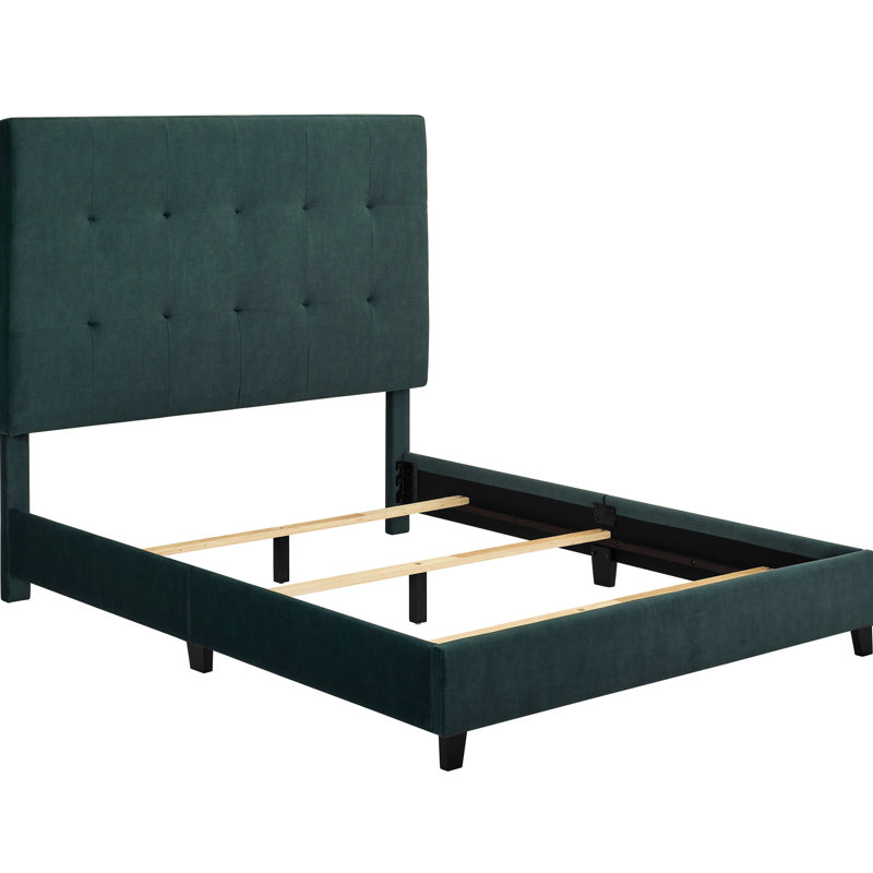 Lit plateforme tapissier grand en velours - charme de chambre à coucher
