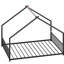 Structure de lit double en fer noir, forme de toit avec lumières à DEL, 78,5 po x 55,9 po, 58,4 po, charge de 350 lb, cadre facile à assembler et éclairage quatre couleurs équipé, H 58,4 po de largeur, capacité, coffre-fort-1858979449-1858979448