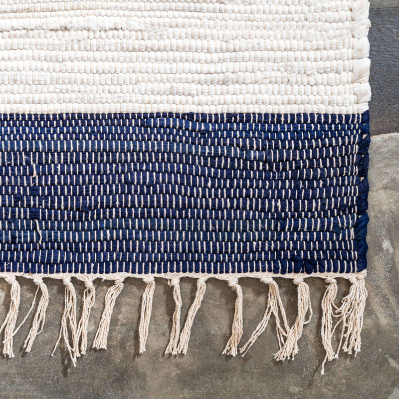 Priolo Cotton Striped Indoor Rug, Square 7'10"