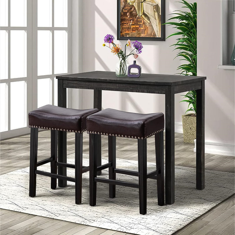 Tabouret de comptoir 26 po, Noir, Brun