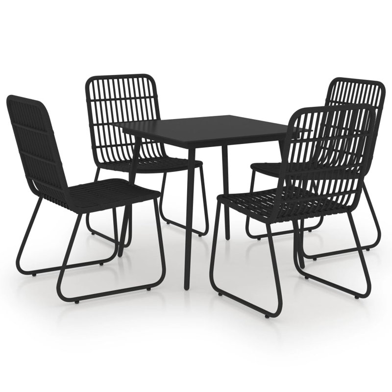 Maivish 4 - Person Patio Dining Set with Square Table, Black
