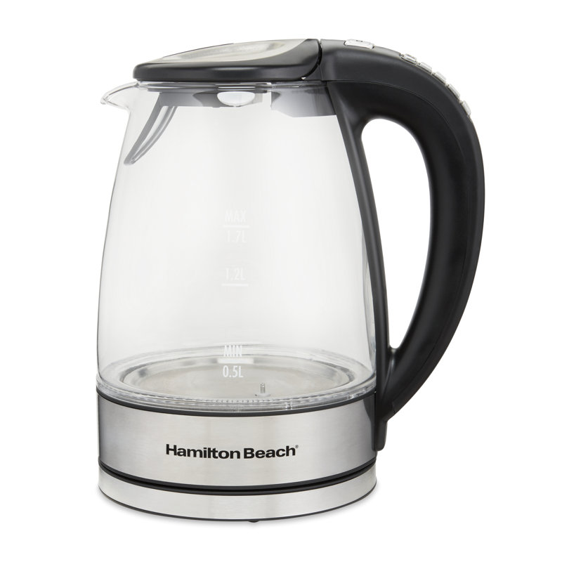 Hamilton Beach 1.7L Silver Glass Electric Kettle with Variable Temperature