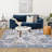 8'x10' Vintage Distressed Pattern Washable Area Rug. Non-Slip Low Pile Pearl Velvet Carpet for Living Room. Ivory Blue-782674136-782674137