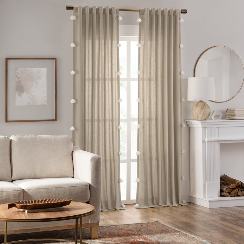 Ballast Cotton Semi Sheer Curtain Single Panel, 50'' W x 84'' L, Brown