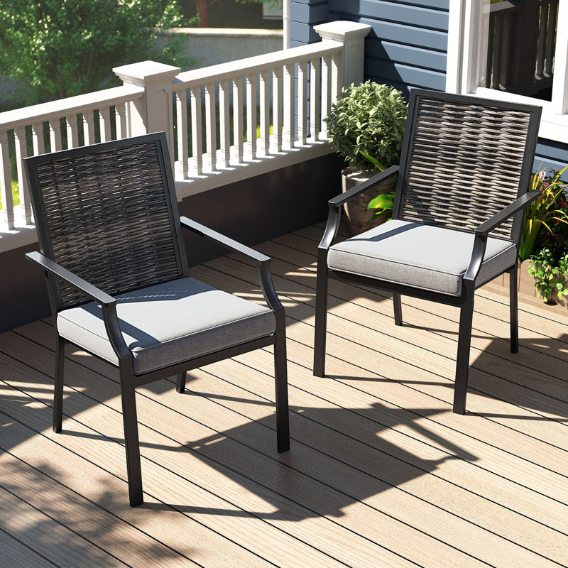 Ensemble de 2 chaises de patio en osier avec coussins amovibles