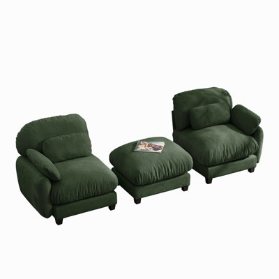 Canapé 2 places en forme de L avec repose-pieds amovible en forme de L, ensemble de canapé modulaire en chenille confortable, mobilier combiné sans siège profond pour petit salon