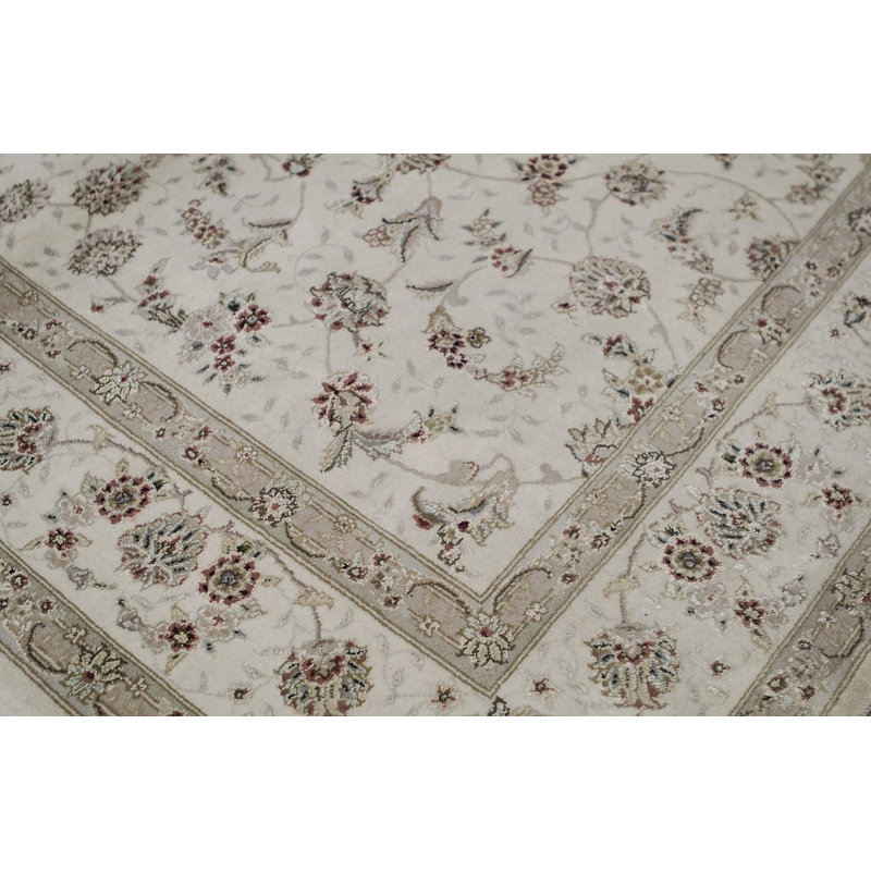 Hand-Knotted High-Quality Ivory and Ivory Area Rug