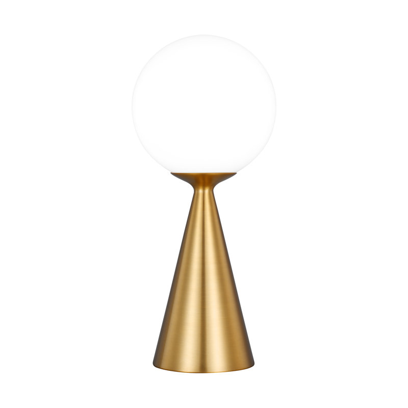Burnished Brass and Milk Glass Modern Table Lamp