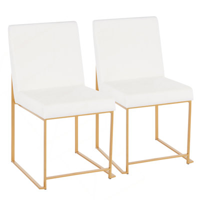 High Back  Contemporary Dining Chair In Gold And White Velvet By Lumisource - Set Of 2