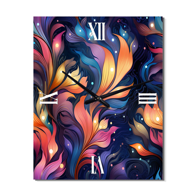 Enchanted Botanical Melody Dreams - Horloge murale moderne abstraite, Très petit