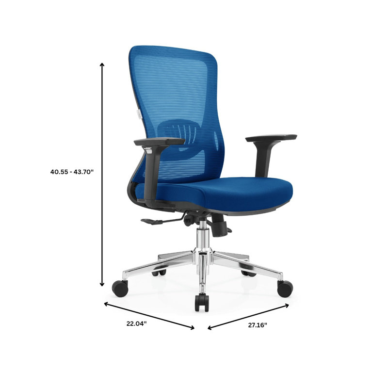 Chaise de bureau ergonomique avec appui-tête Mithu, Bleu