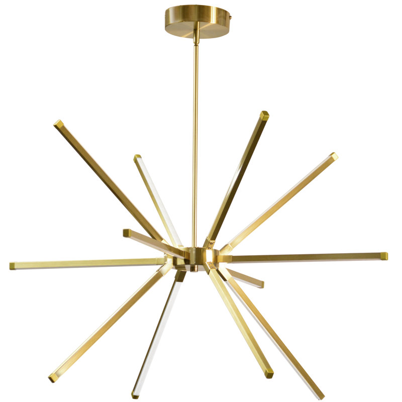 Lustre linéaire Spoutnik à 12 lumières Ringwood, Laiton vieilli