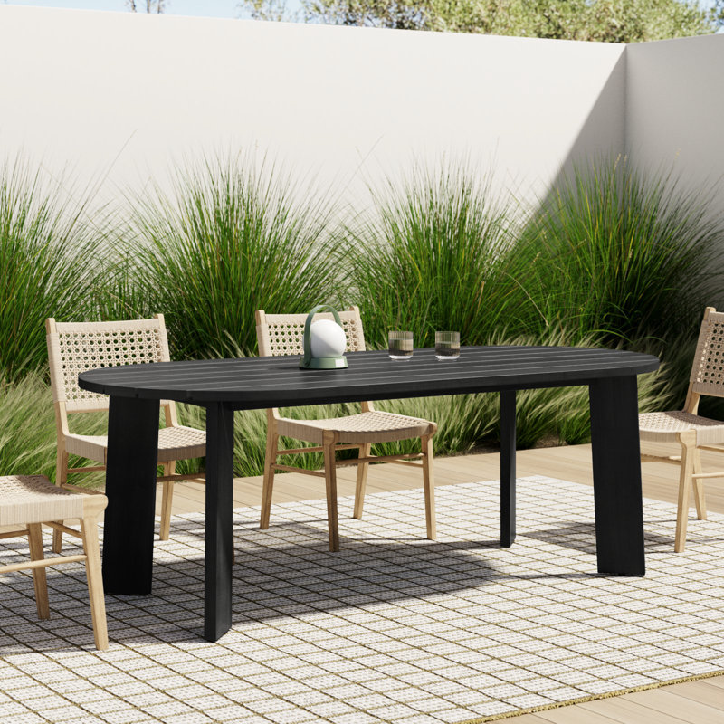 Pernelle 84'' Oval Outdoor Dining Table, Black
