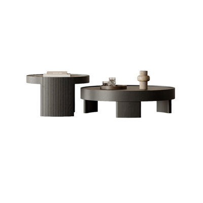 Modern Style Round Wood Coffee Table Set